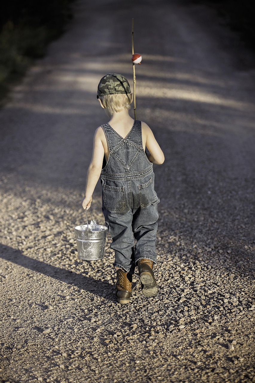 services-img-01 boy, child, fishing rod, bucket, fishing, nature, fisherman, kid, young, small, childhood, walking, summer, adventure, lifestyle, outdoors, back view